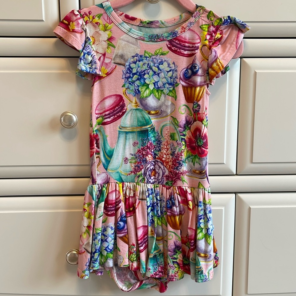 Posh Peanut Elizabeth Macaron Skirted Onesie